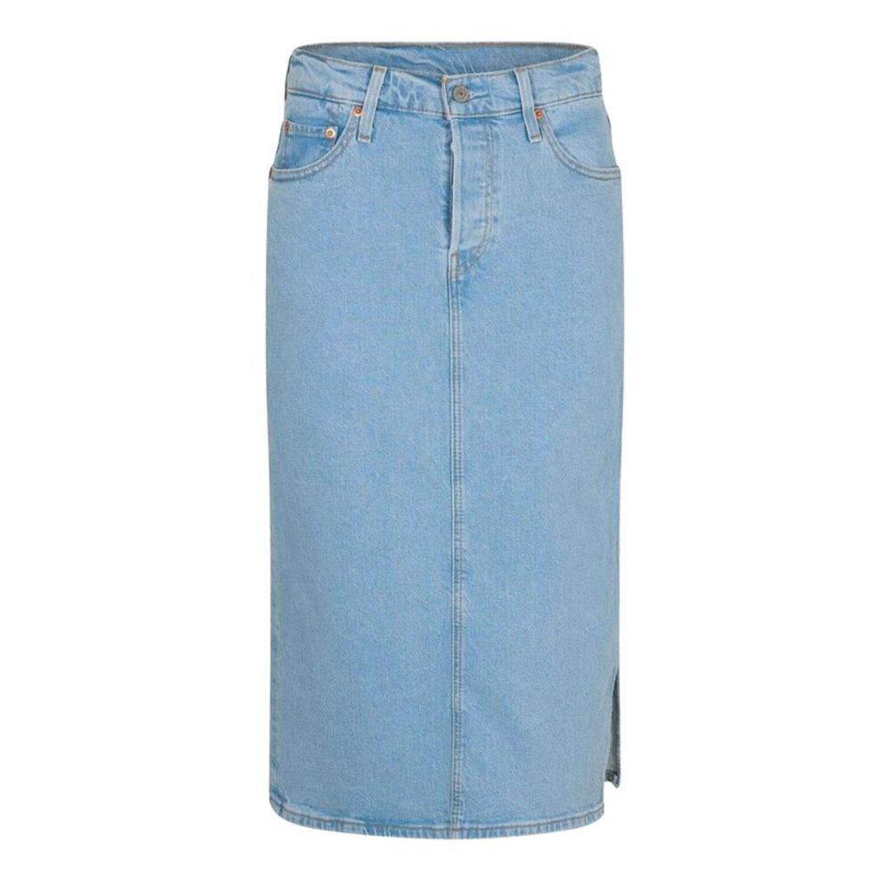 Levis Womens/Ladies Side Slit Midi Skirt / Light Stone Blue